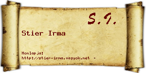 Stier Irma névjegykártya